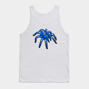 Blue Pokie Poecilotheria Metallica Gooty Sapphire Tarantula Bold Smooth Black Outline Tank Top